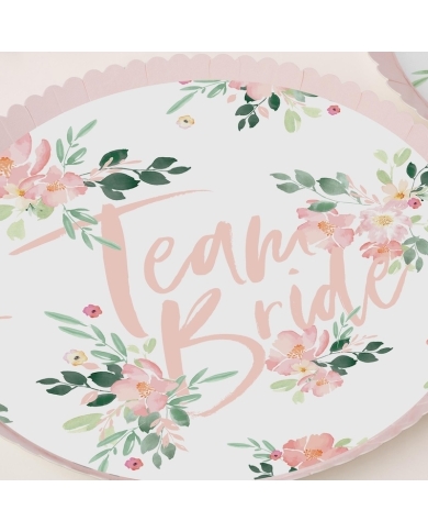 8 Assiettes à pois ‘Team Bride - Floral’
