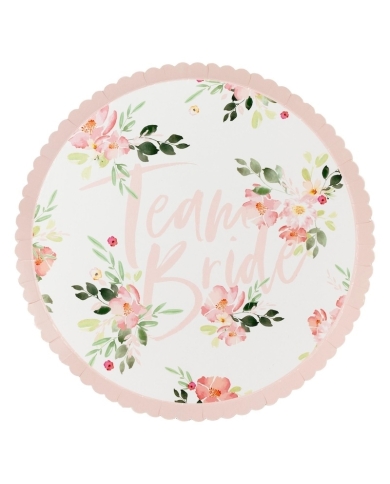 8 Assiettes à pois ‘Team Bride - Floral’