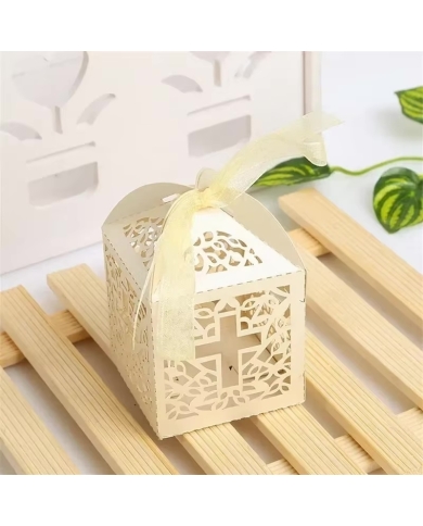 10 boîtes à dragées 'Croix' - creme