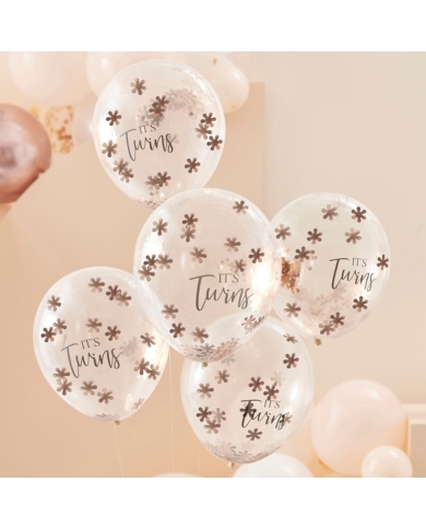 5 Ballons Confettis 'It's Twins'