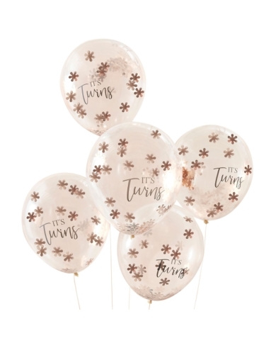 5 Ballons Confettis 'It's Twins'