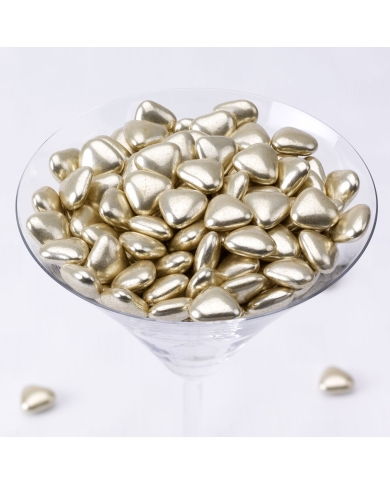 Dragées petits cœurs - or - 1 Kilo