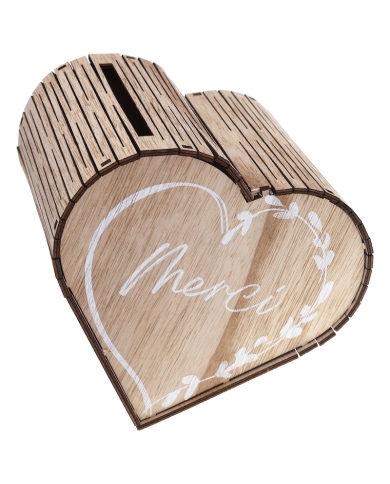 Boîte aux lettres en forme de coeur 'Merci' - bois