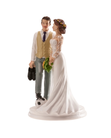 Figurine mariage 'Mariés avec un ballon de foot'