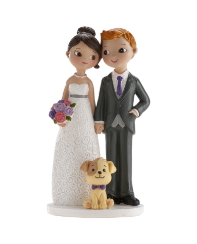 Figurine mariage 'Couple avec chien'