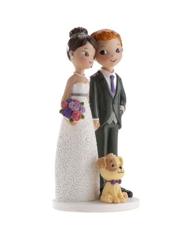 Figurine mariage 'Couple avec chien'
