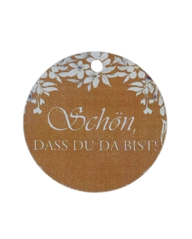 Anhänger - Schön dass du da bist - Weisse Blumen'