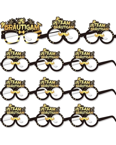 Deko Brille Set 'Team Bräutigam' (12 Stück)