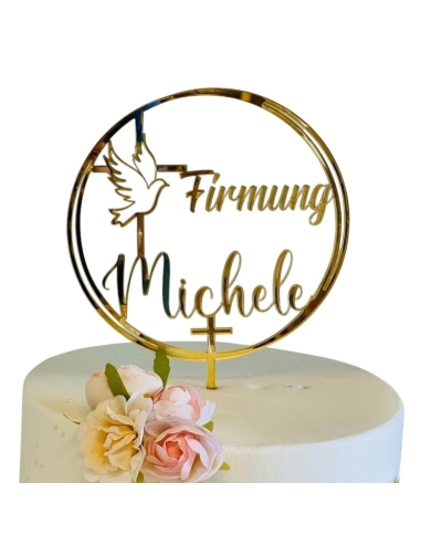 Cake Topper “Colombe et Croix” - or