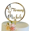 Cake Topper “Colombe et Croix” - or