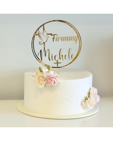 Cake Topper “Colombe et Croix” - or