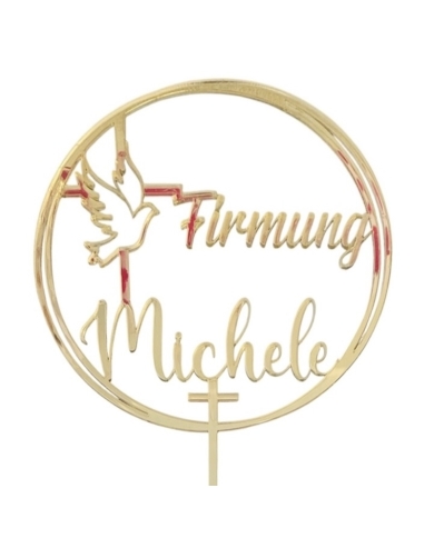 Cake Topper “Colombe et Croix” - or