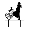 Cake Topper 'Couple de mariés avec chat'