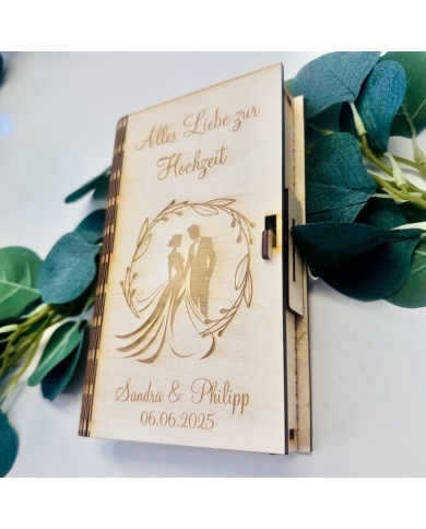 Geldbox 'Buch' Holz personalisiert