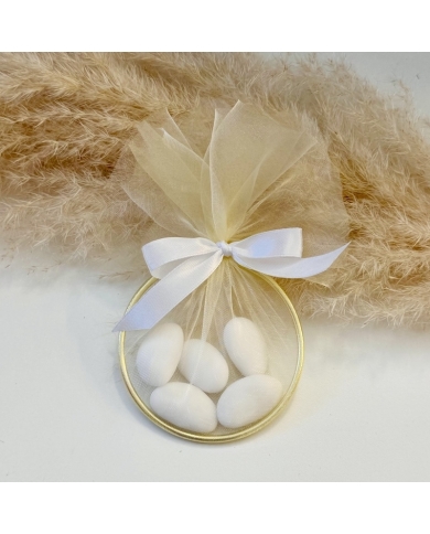 Gastgeschenk mit Tüll & Schleife - Creme