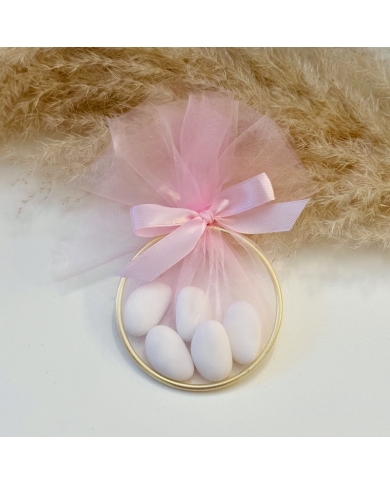 Cadeau d'invité avec tulle et nœud - rose