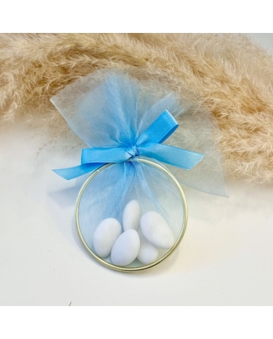 Gastgeschenk mit Tüll & Schleife - Hellblau