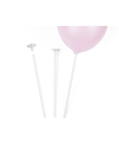 10 Ballonstäbe - Weiss
