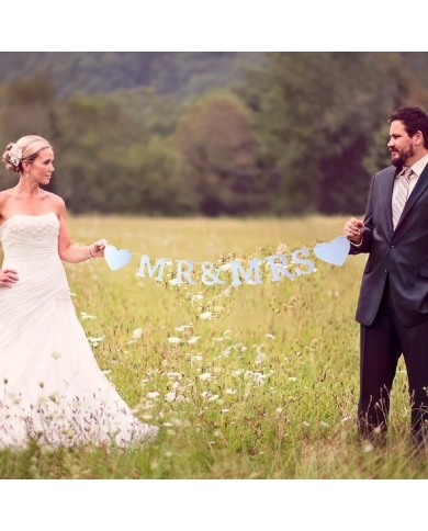 Girlande 'Mr & Mrs mit Herz'