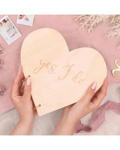 Herz-Gästebuch Holz 'Yes I do'