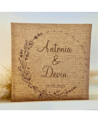 Gästebuch 'Blumenranke' Jute personalisiert