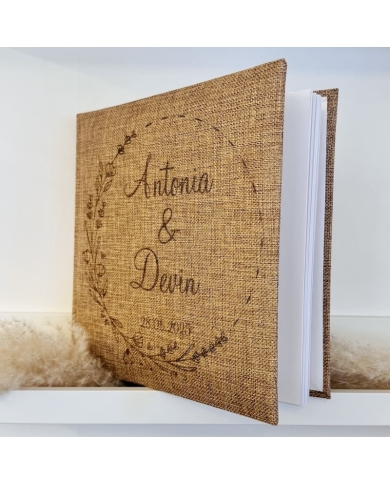 Gästebuch 'Blumenranke' Jute personalisiert