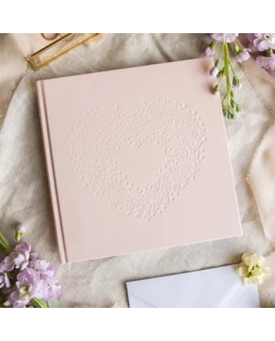 Livre d'or 'Coeur' rose pastel - The-Weddingshop
