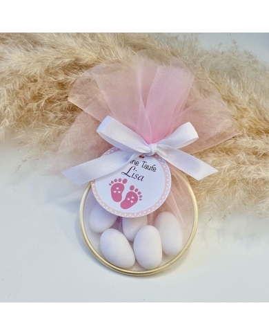 Anhänger personalisiert 'Babyfüsse Herzen' rosa