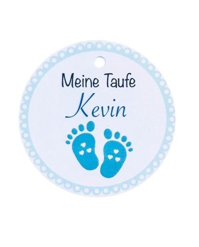 Anhänger personalisiert 'Babyfüsse Herzen' blau