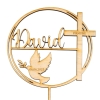 Cake Topper 'Croix & colombe' personnalisé - bois - The-Weddingshop