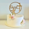 Cake Topper 'Kreuz & Taube' personalisiert - Holz