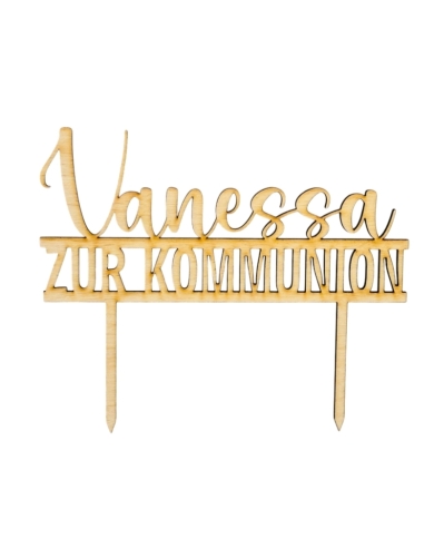 Cake Topper 'Zur Kommunion' personnalisé - bois - The-Weddingshop
