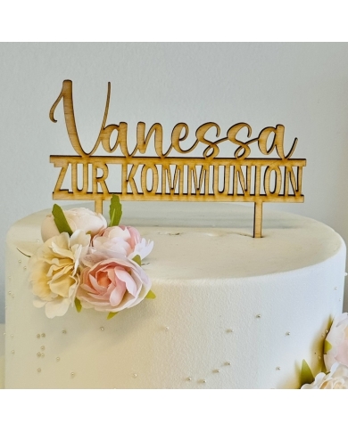 Cake Topper 'Zur Kommunion' personnalisé - bois - The-Weddingshop