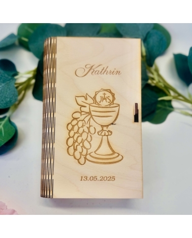 Cashbox 'Livre Calice' bois personnalisée - The-Weddingshop