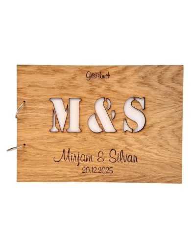 Gästebuch personalisiert Holz 'Initialen'