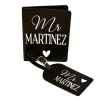 Pochettes pour passeports et étiquettes à bagages 'Mr & Mrs' personnalisées
