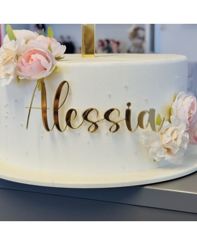 Cake Topper 'Croix' personnalisé - doré