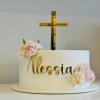 Cake Topper 'Croix' personnalisé - doré