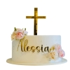 Cake Topper 'Croix' personnalisé - doré