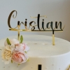 Cake Topper 'Nom & Croix' personnalisé - doré - The-Weddingshop