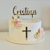 Cake Topper 'Name & Kreuz' personalisiert - gold