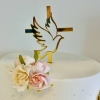 Cake Topper 'Croix et colombe' - doré