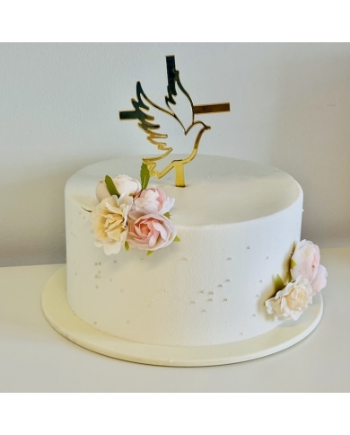 Torten Topper 'Kreuz & Taube'- gold