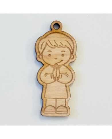 Pendentifs en bois 'Garçon en prière' (10 pièces)