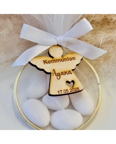 Gastgeschenk mit Tüll & Schleife 'Engel' personalisiert