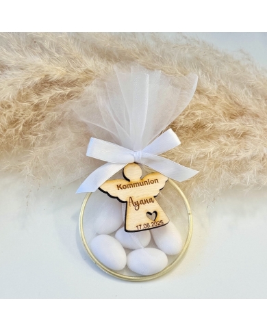 Gastgeschenk mit Tüll & Schleife 'Engel' personalisiert