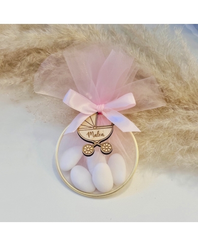Cadeau d'invité avec tulle et nœud 'Poussette' personnalisé
