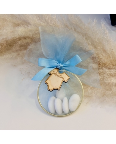 Gastgeschenk mit Tüll & Schleife 'Babybody' personalisiert