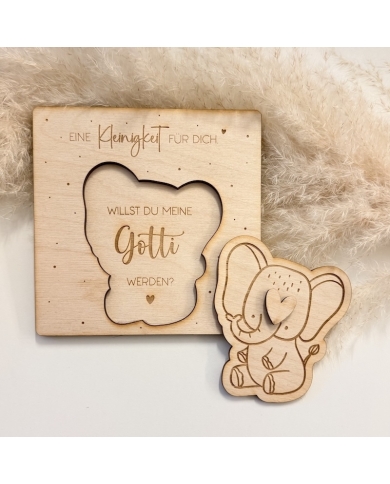 Holzkarte „Willst du meine Gotti/Götti werden?“