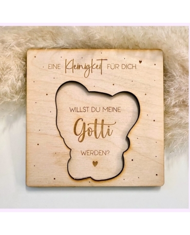 Holzkarte „Willst du meine Gotti/Götti werden?“ - The-Weddingshop